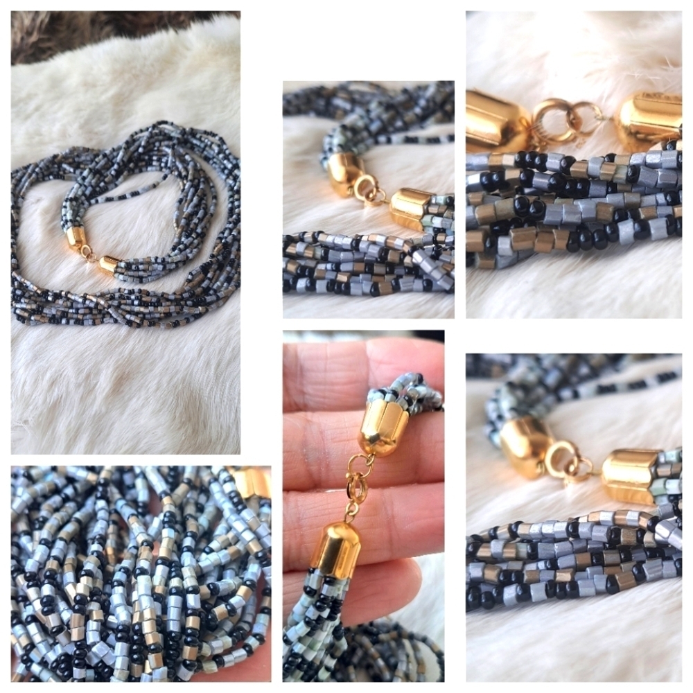 Multi color strand beaded necklace